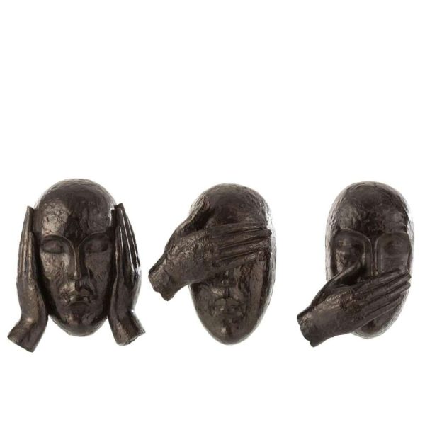 FIGURE HANGING SEE/HEAR/SPEAK NO EVIL POLY DARK BROWN ASS3