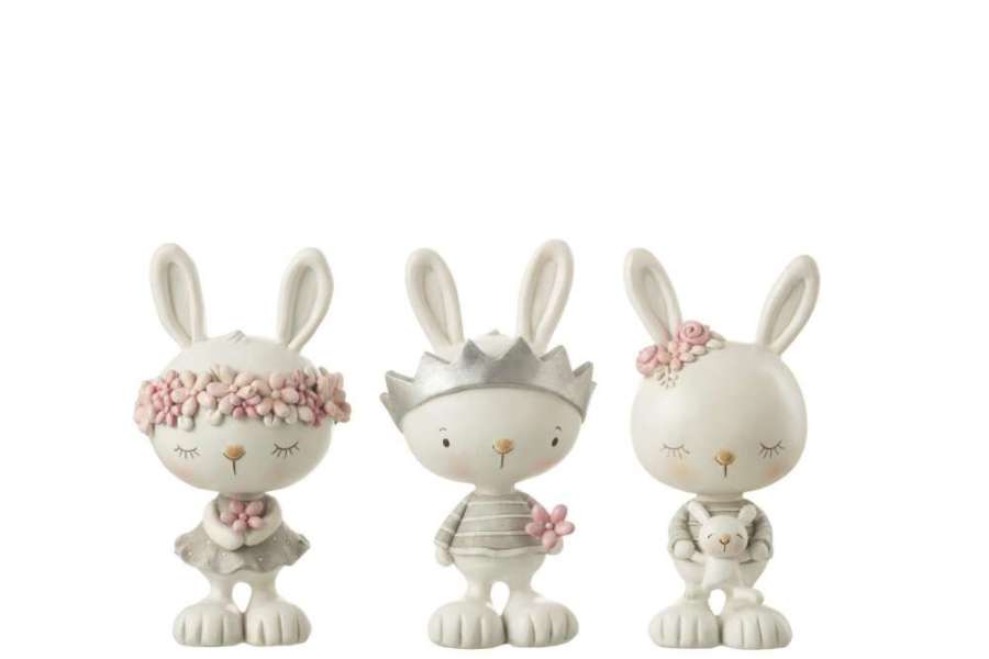 RABBITS FLOWERS CROWN TEDDY POLY MIX ASSORTMENT OF 3