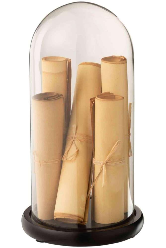 BELL JAR PAPER PARCHMENT BROWN GLASS LARGE