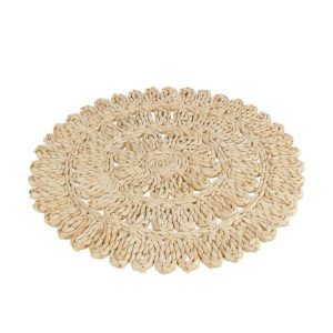 PLACEMAT ROUND FLOWER+CIRCLES CORN HUSK NATURAL