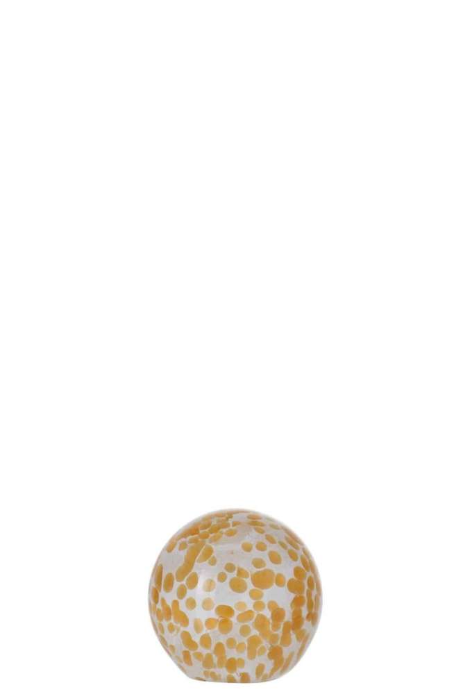 PAPERWEIGHT DOT GLASS YELLOW SMALL