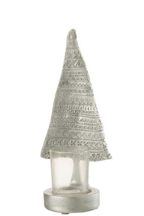 CANDLE HOLDER XMAS TREE POLY SILVER LARGE