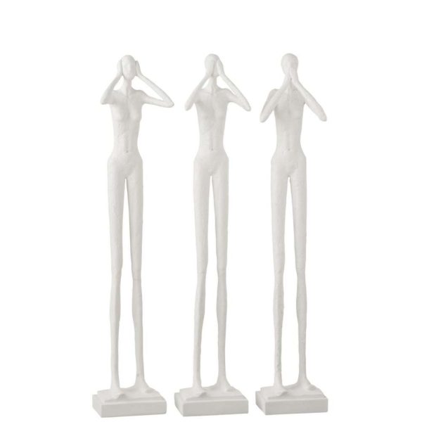 FIGURINE HEAR/SEE/STAY QUIET RESIN WHITE ASSORTMENT OF 3