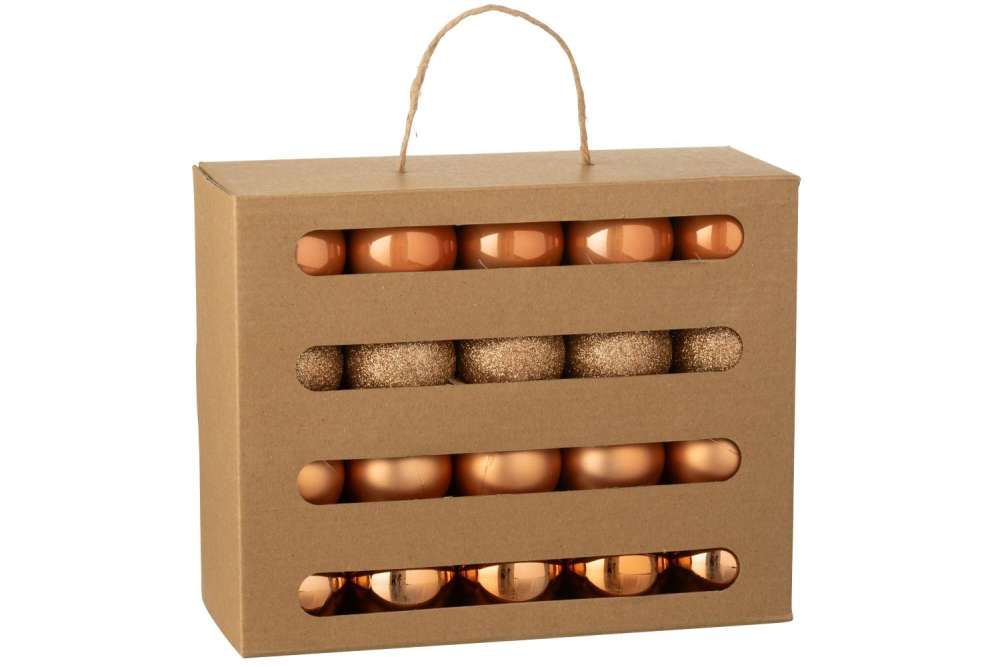 BOX OF 40 CHRISTMAS BAUBLE PLASTIC ORANGE