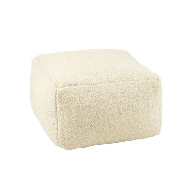 POUF SQUARE PEAS WOOL CREAM