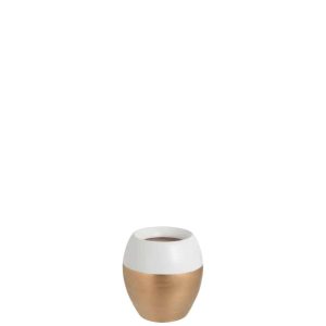 VASE BORDER TERRACOTTA WHITE/GOLD SMALL