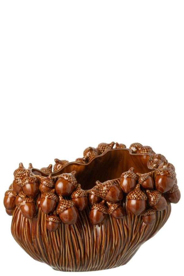 VASE WIDE KARPO STONEWARE BROWN