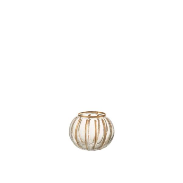 HURRICANE BALL STRIPE GLASS TRANSPARENT/GOLD SMALL