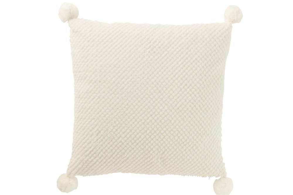 CUSHION SOFT POMPOMS POLYESTER WHITE