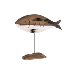 FISH PAULOWNIA WOOD DARK BROWN/WHITE