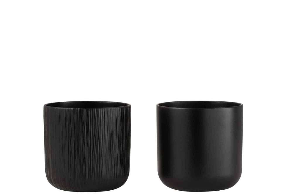 FLOWERPOT GEN CERAMIC BLACK LARGE ASSORTMENT OF 2
