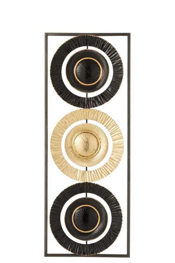 WALL DECORATION 3 CIRCLES METAL BLACK/GOLD