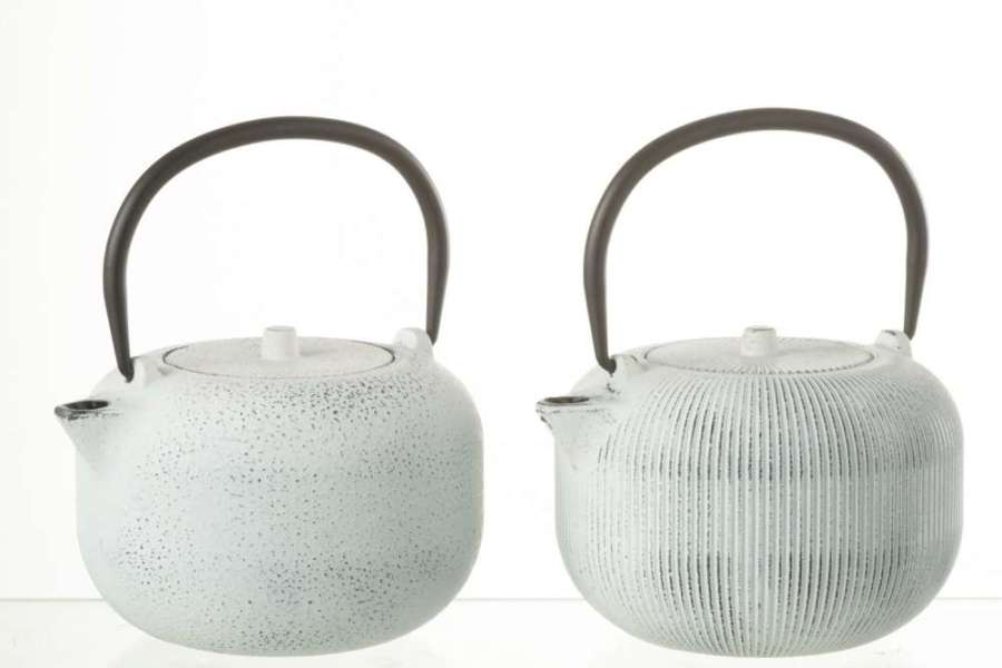 BOX OF 1 TEA POT METAL WHITE ASSORTMENT 2