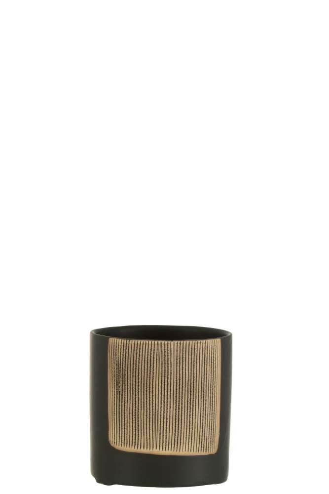 FLOWERPOT MARIA ROUND CERAMIC BLACK SMALL