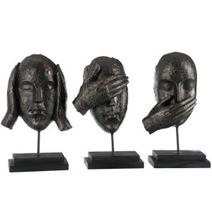 HEAR/SEE/SPEAK ON FOOT POLY DARK BROWN ASSORTMENT OF 3