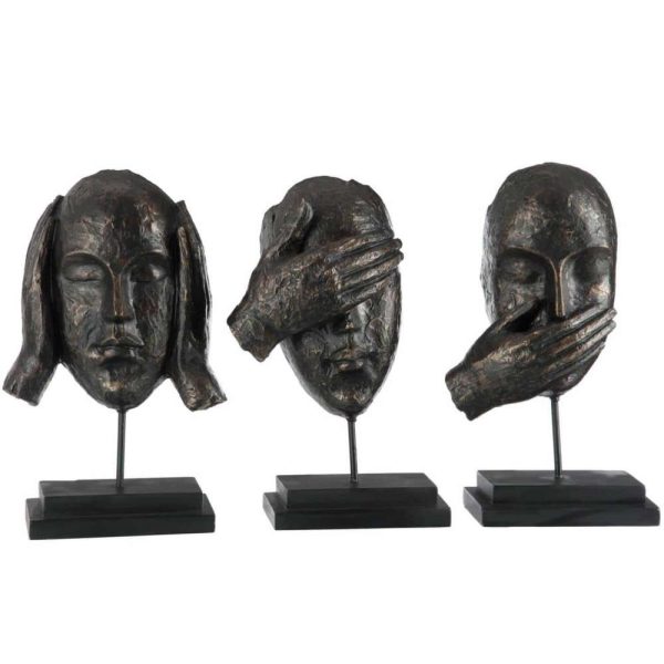HEAR/SEE/SPEAK ON FOOT POLY DARK BROWN ASSORTMENT OF 3