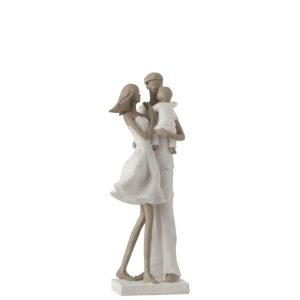 COUPLE WITH CHILD POLY WHITE/TAUPE