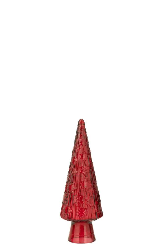 CHRISTMAS TREE CONE GLASS RED MEDIUM
