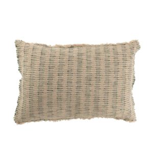 CUSHION TEXTURED COTTON/LINEN GREEN/BEIGE