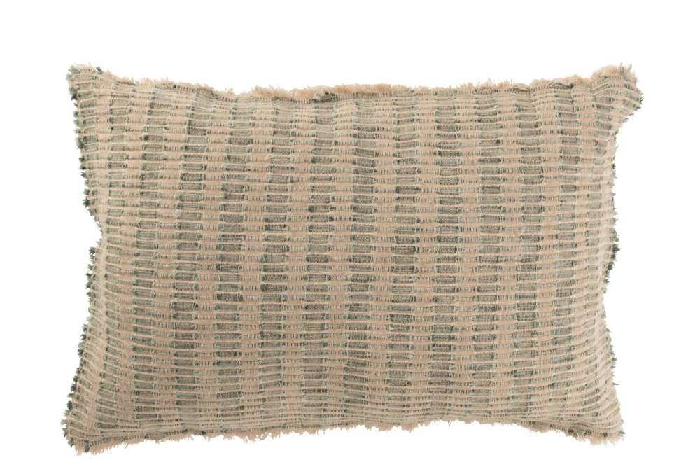 CUSHION TEXTURED COTTON/LINEN GREEN/BEIGE