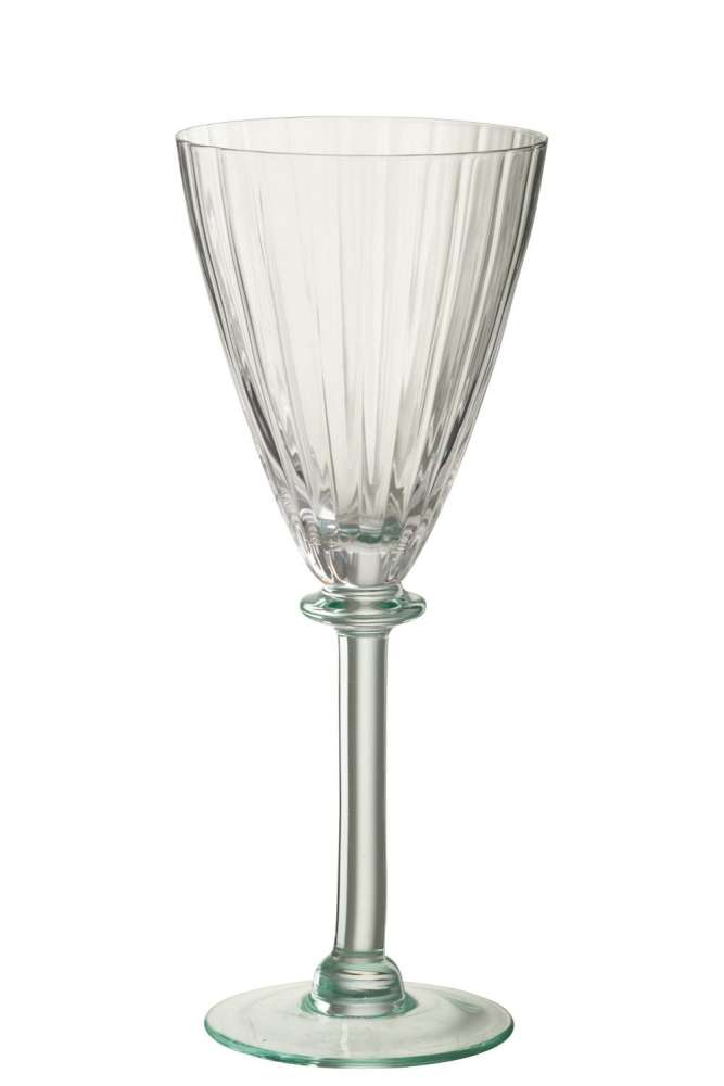 WINE GLASS STRIPED GLASS TRANSPARENT/LIGHT GREEN