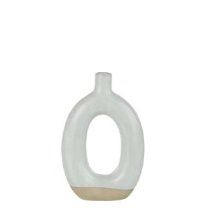 VASE CIRCLE PORCELAIN WHITE/BEIGE LARGE