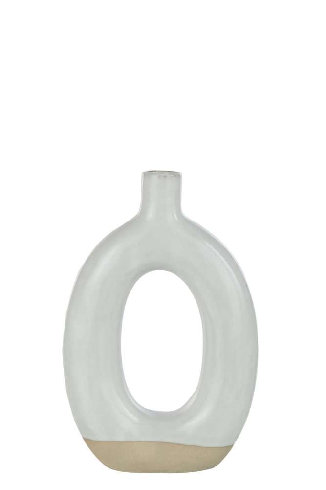 VASE CIRCLE PORCELAIN WHITE/BEIGE LARGE