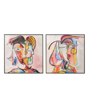 WALL DECORATION ABSTRACT FACES CANVAS/PAINT MIX ASSORTMENT OF 2