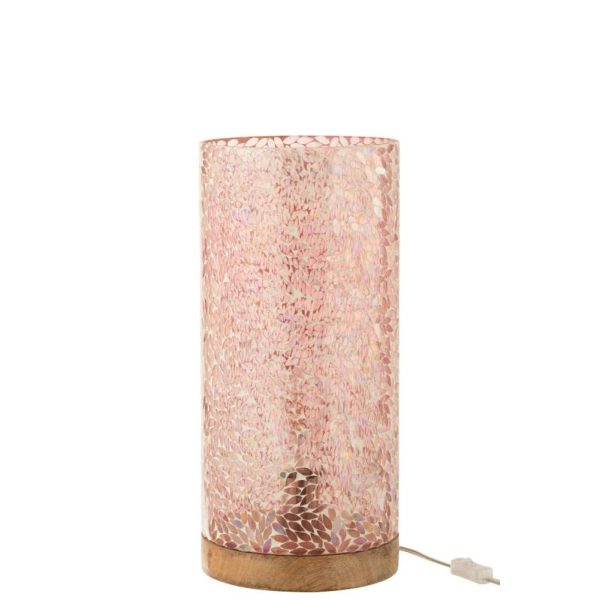 LAMP TABLE MOSAIC GLASS PINK LARGE