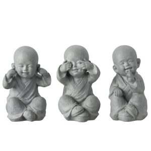 MONK SEE/HEAR/SPEAK NO EVIL POLY GREY LARGE ASSORTMENT OF 3