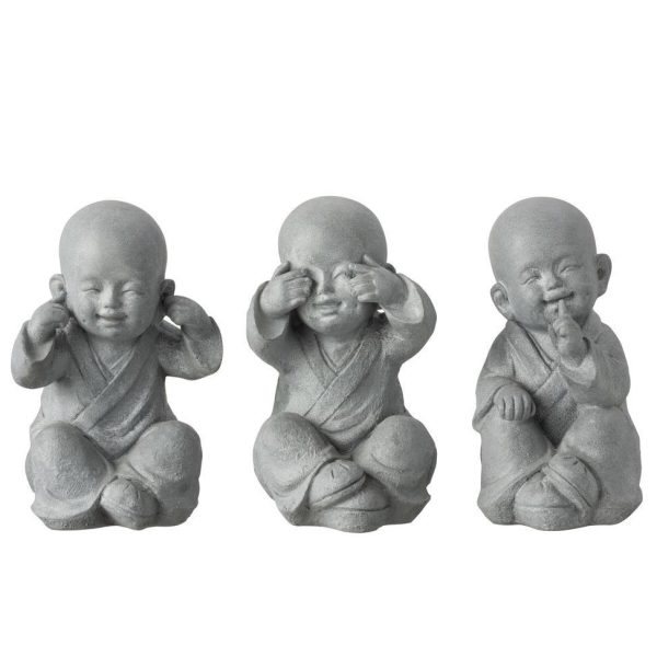 MONK SEE/HEAR/SPEAK NO EVIL POLY GREY LARGE ASSORTMENT OF 3