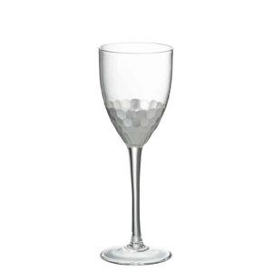 WINE GLASS WHITE GLASS TRANSPARENT/SILVER