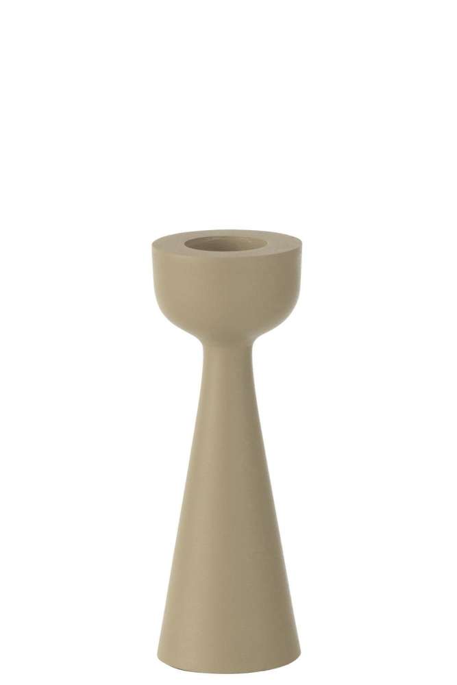CANDLE HOLDER CONE ALUMINIUM IVORY LARGE
