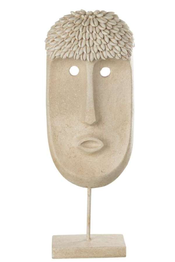 FACE STAND ETHNIC STONE/RESIN BEIGE LARGE