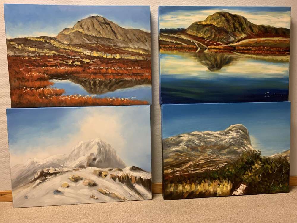 Maleri sett 4 stk årstider 50x70 cm stk