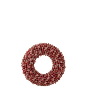 WREATH ROUND BERRIES PLASTIC RED SMALL