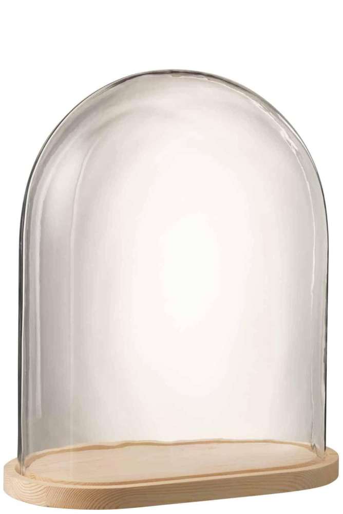 BELL JAR OVAL WOOD/GLASS TRANSPARENT/NATURAL LARGE