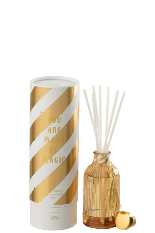 REED DIFFUSER MAGIC FRAGRANCE OIL WHITE/GOLD COLORED SMALL