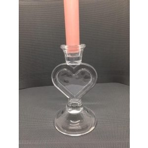 Hjerte lysestake i glass til kronelys -15cm
