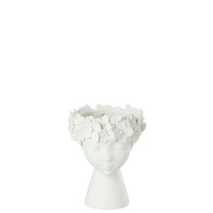 FLOWERPOT HEAD RESIN WHITE SMALL