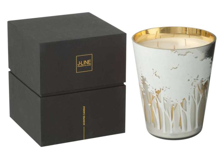 SCENTED CANDLE NOA FOREST SOYA WHITE/GOLD COLORED LARGE-95H
