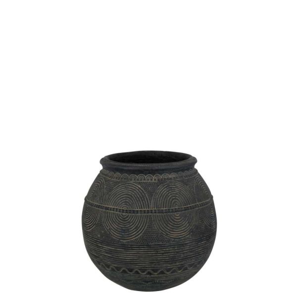 VASE JUG CIRCLE CEMENT BLACK/BROWN SMALL