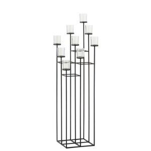 CANDLE HOLDER 9 PARTS METAL/GLASS BLACK