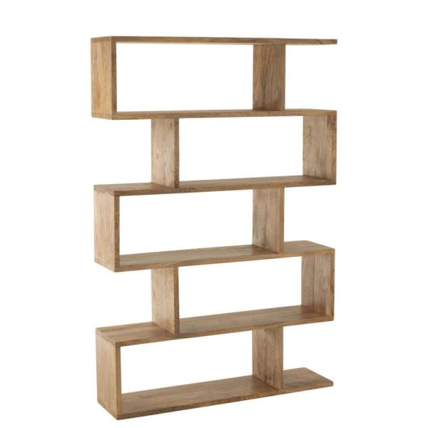 BOOKSHELF VERTICAL SLATS MANGO WOOD NATURAL