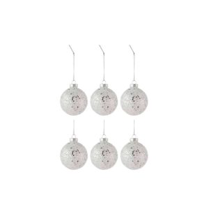 BOX OF 6 CHRISTMAS BAUBLES STARS GLASS SILVER SMALL