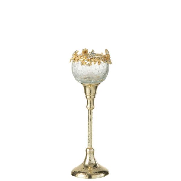 TEALIGHT HOLDER VIANE METAL/GLASS GOLD/TRANSPARENT MEDIUM