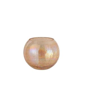 HURRICANE LIGHT BALL CRAQUELURE GLASS PEARL EFFECT AMBER LARGE