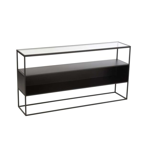 CONSOLE SQUARE METAL/GLASS BLACK