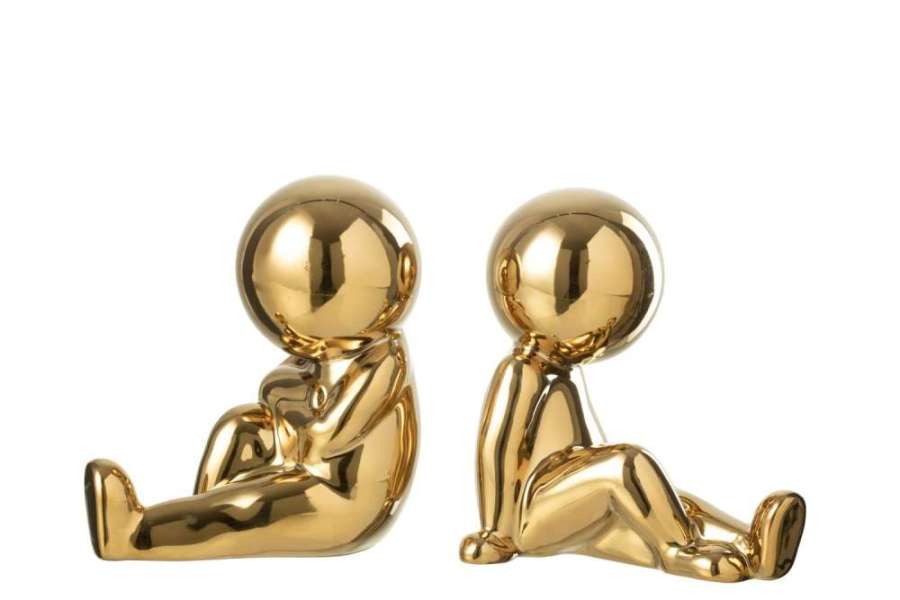 SET OF 2 BOOKEND MARCEL STONEWARE GOLD COLORED
