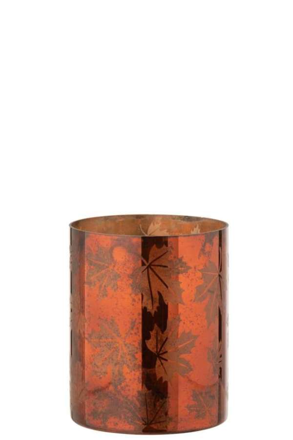 CANDLE HOLDER GLASS RUST BROWN LARGE